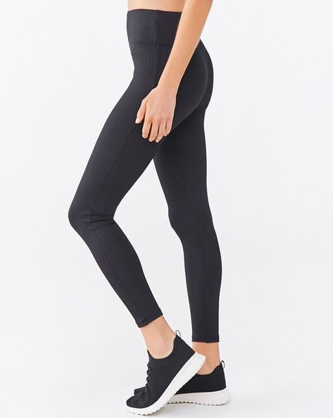Buy FOREVER 21 White & Black Striped Leggings - Leggings for Women 9182321  | Myntra