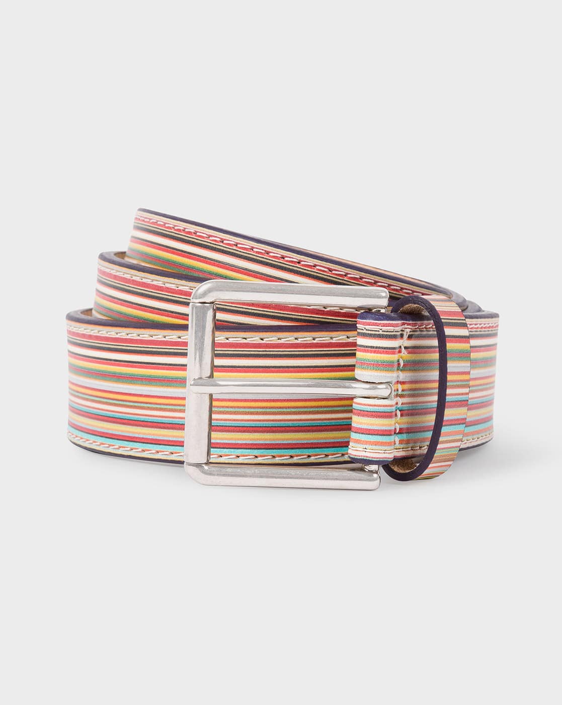Signature Stripe Leather Belt