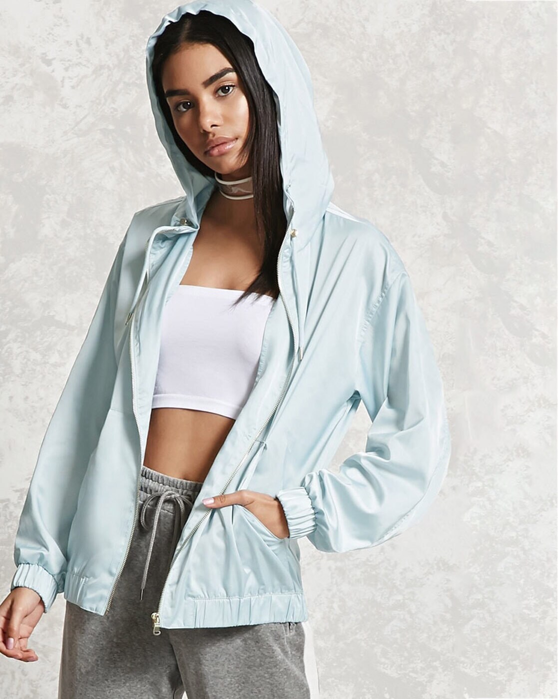 forever 21 blue bomber jacket