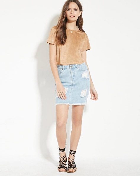 Forever21 Denim Skirt Highwaist Button Down Skirt | Shopee Philippines