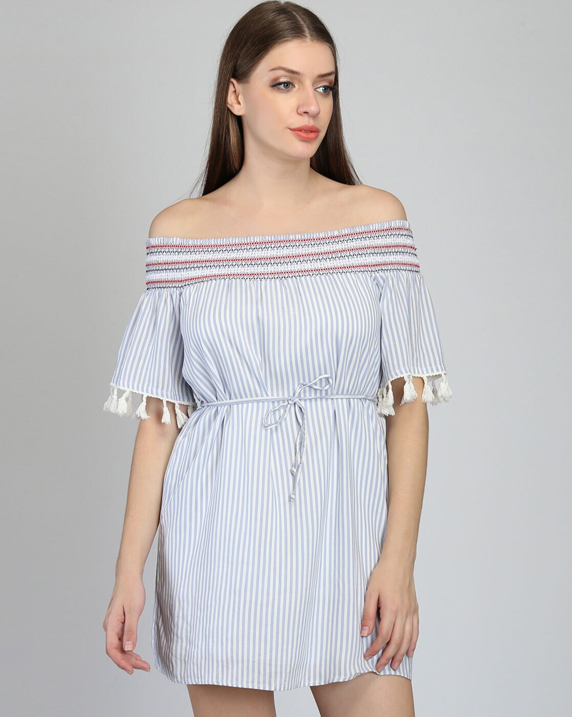 loft blue and white striped dress