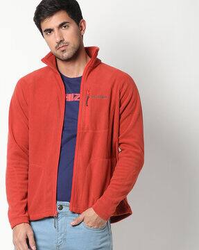 mens orange fleece jacket
