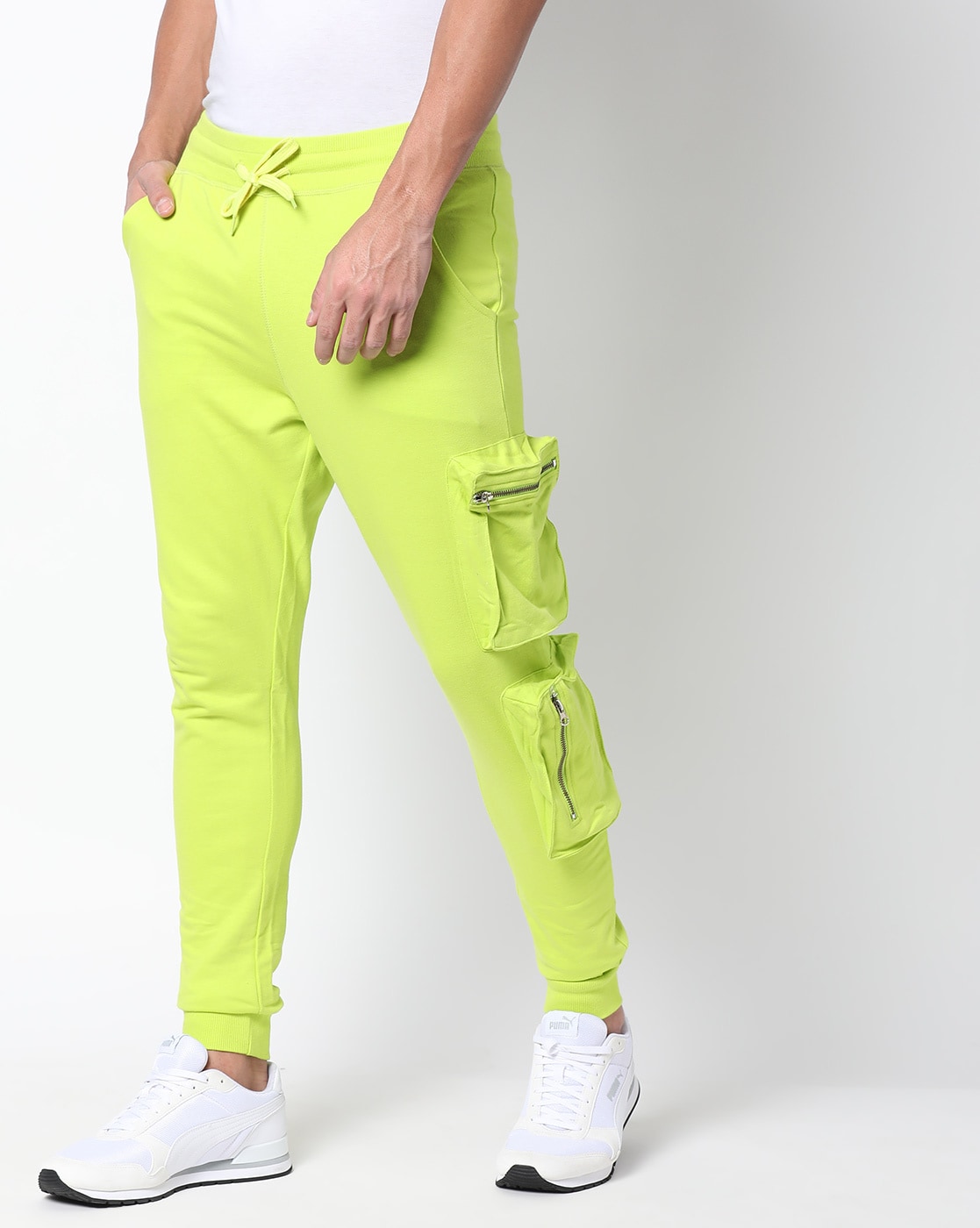 BESIVA Mens Colour Block Black and Neon Green Regular Fit Track Pants   Amazonin Clothing  Accessories