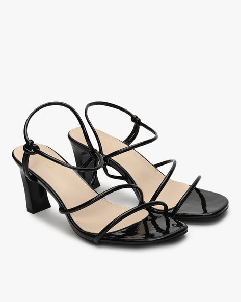 LIMITED COLLECTION Black Strappy Faux Leather Platform Block Heel Sandals |  Yours Clothing