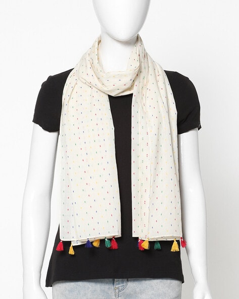 Printed Scarf with Tasselled Hem Price in India