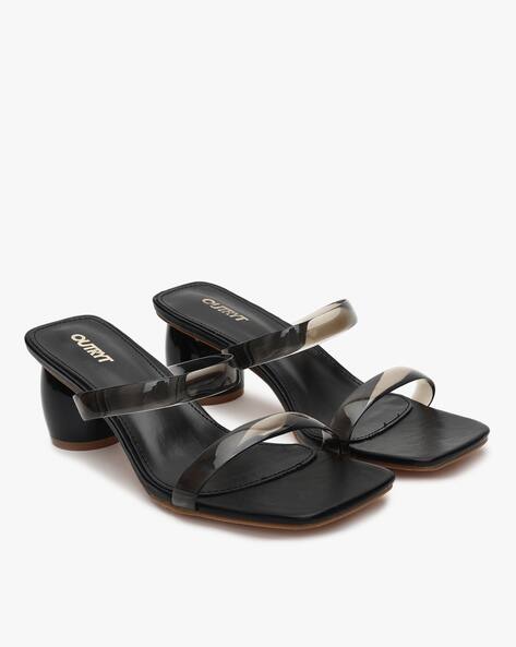 black heels slip on