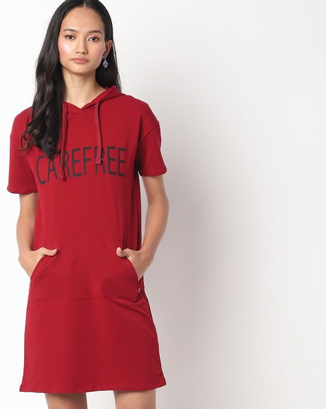 hooded shift dress