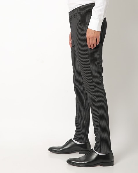 Buy AND Black Striped Trousers for Women Online  Tata CLiQ