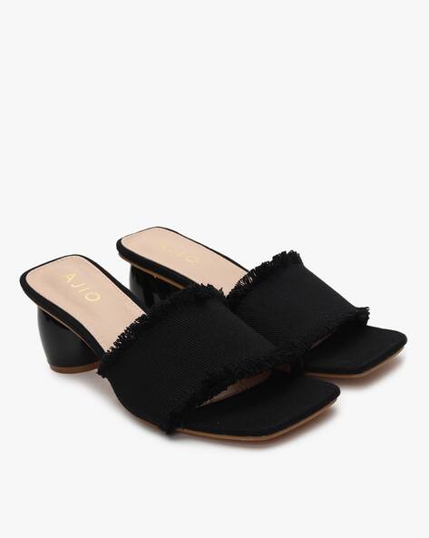 black heels slip on