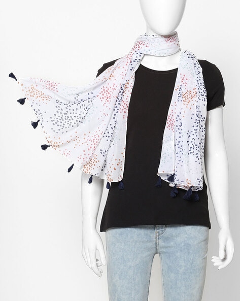 Printed Scarf with Tasselled Hem Price in India