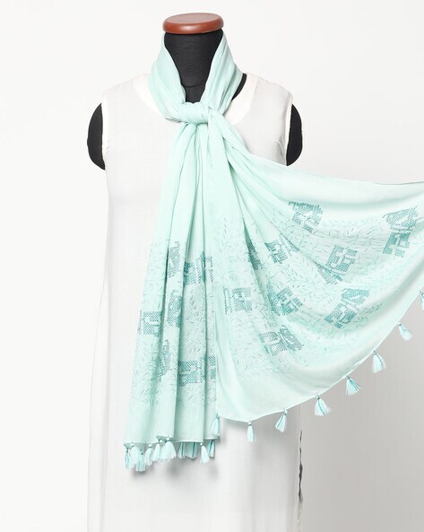 Printed Stole with Tasselled Hem Price in India