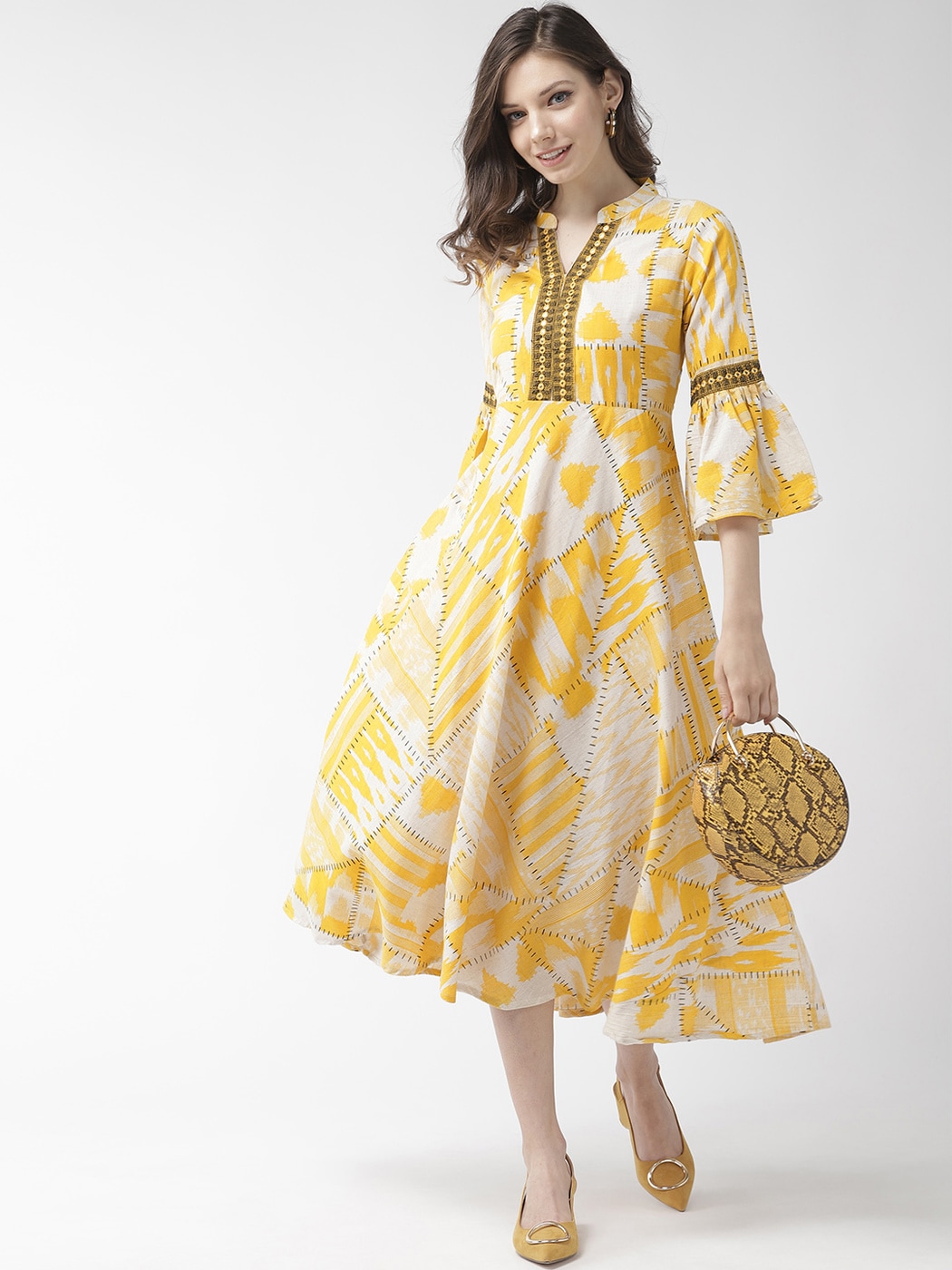 yellow dress ajio