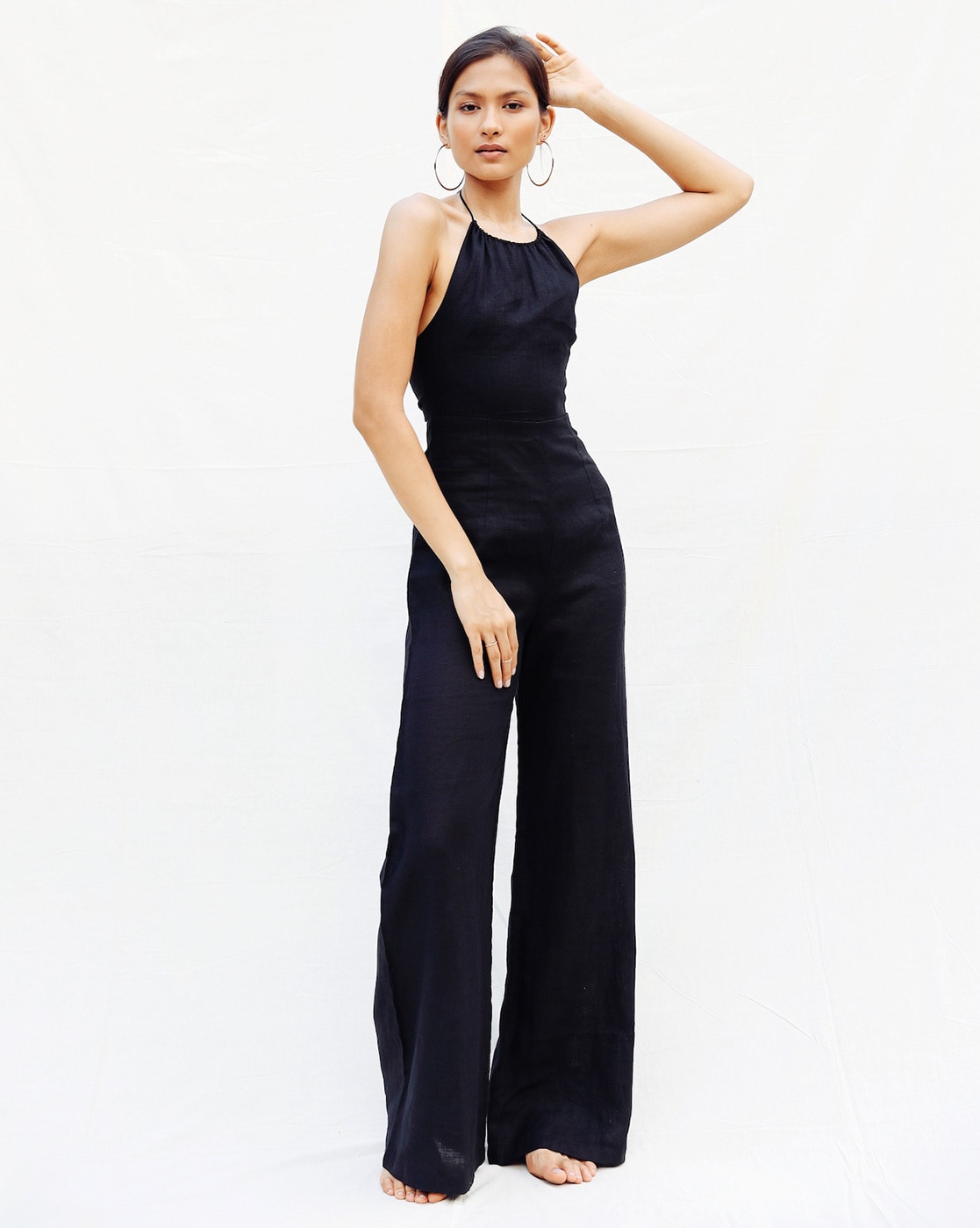 LONG SLEEVELESS JUMPSUIT - Black