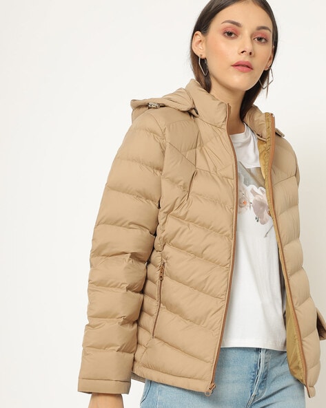 womens khaki puffer coat