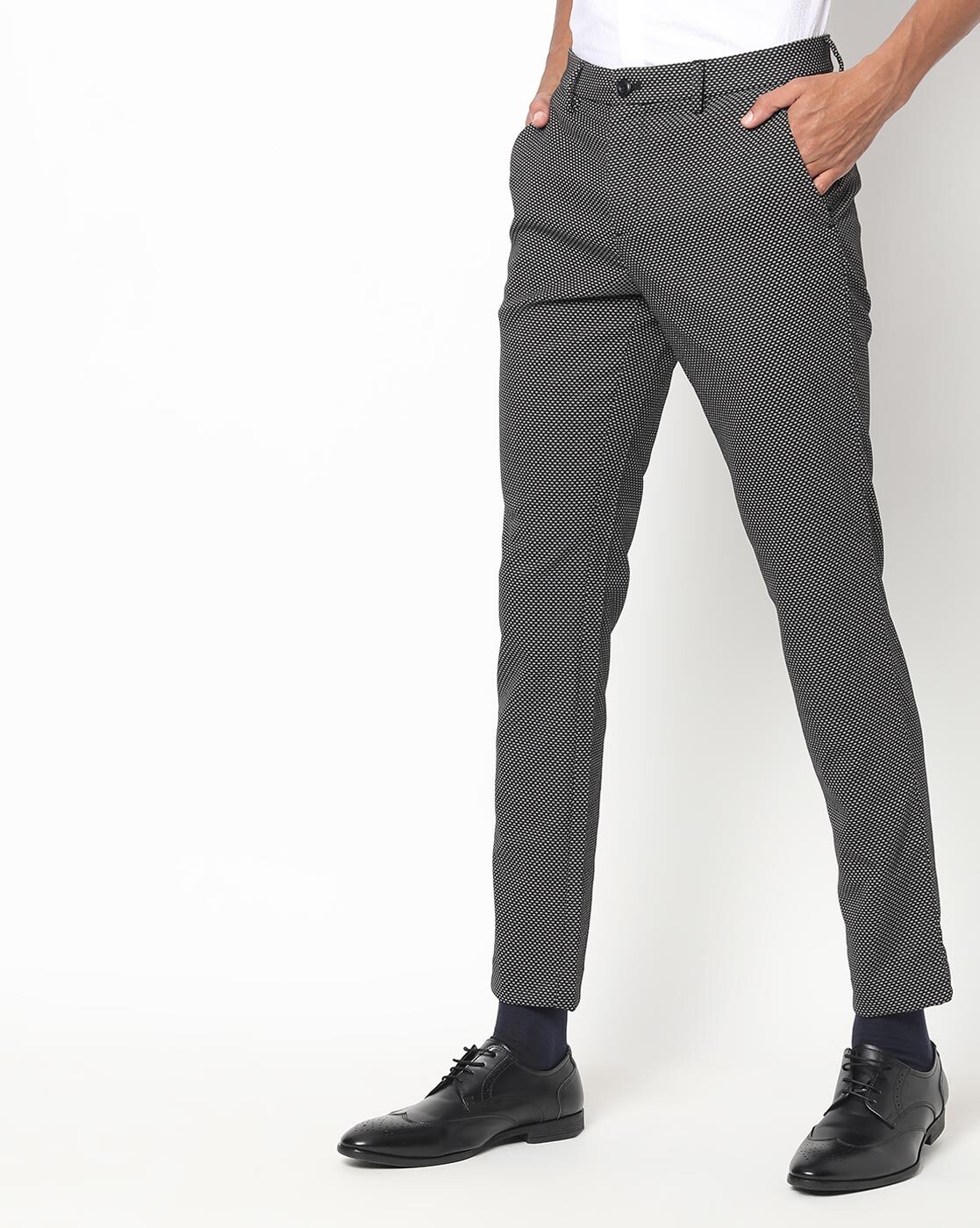 Men Solid Slim Fit Trousers  Gray  Benetton