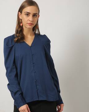 navy blue dress blouse