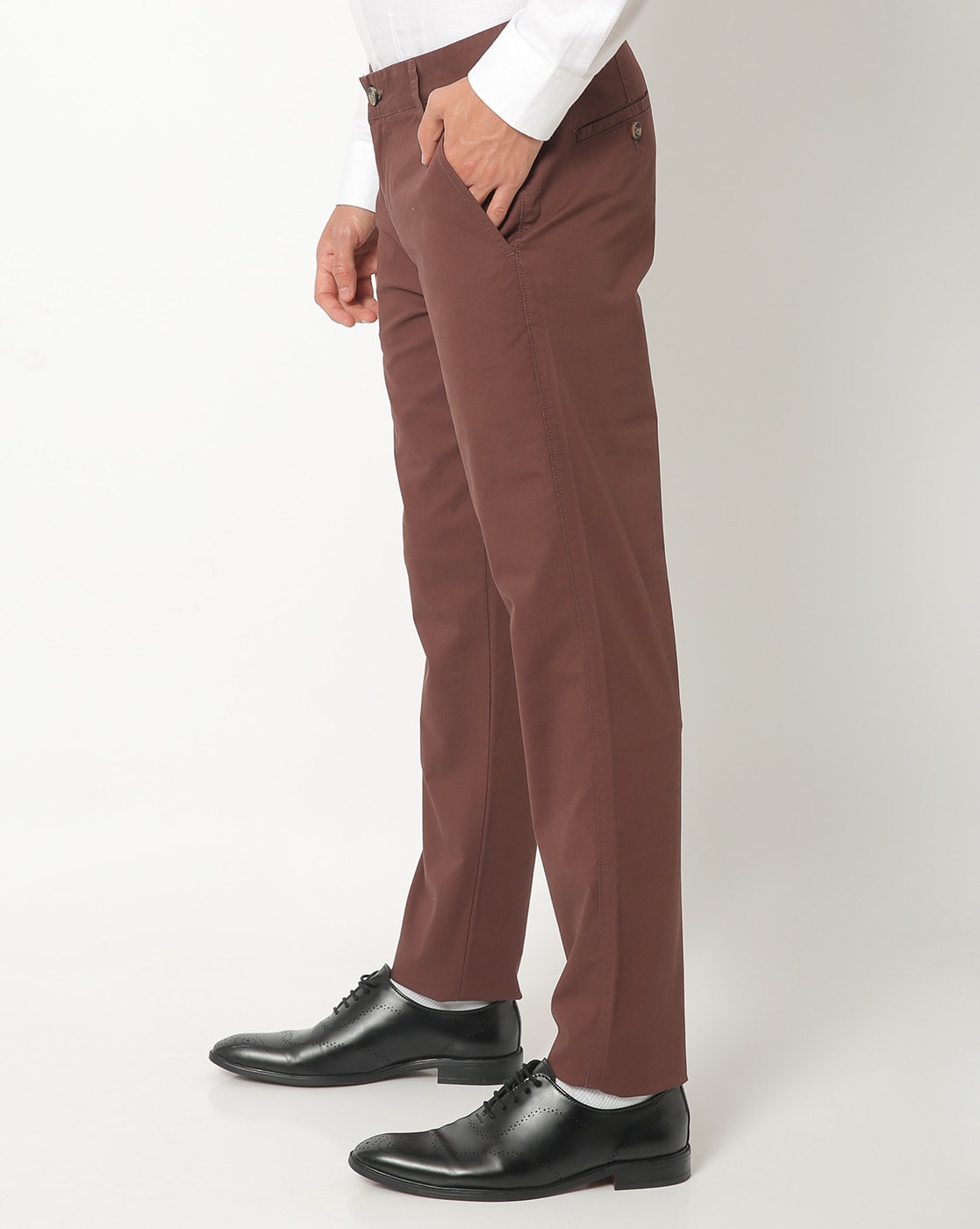 Men's Brown Tweed Slim Suit Pants - 1913 Collection | Hawes & Curtis