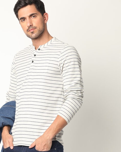 Striped men's shop henley t-shirt