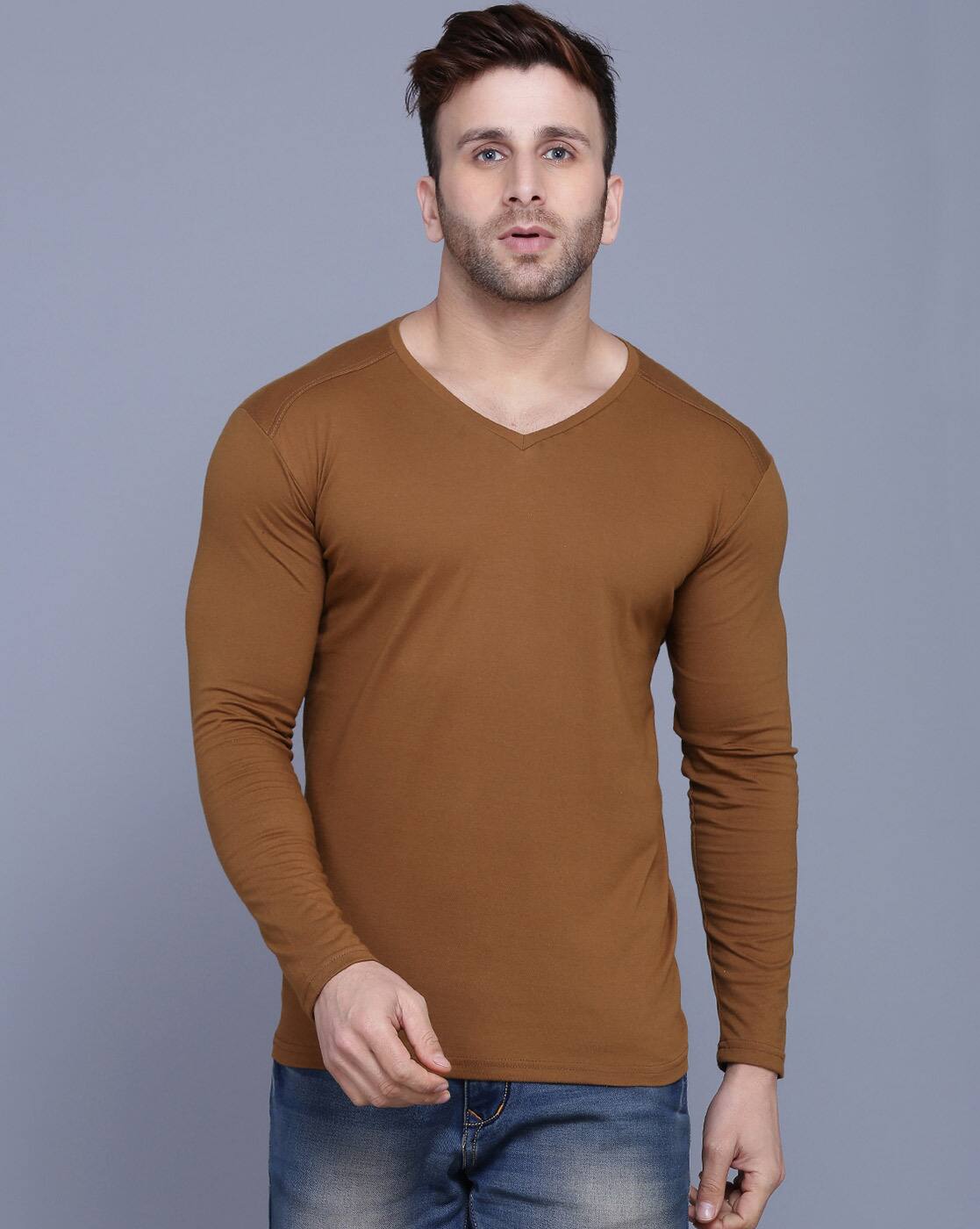 Buy Brown Tshirts for Men by MENKOVY 