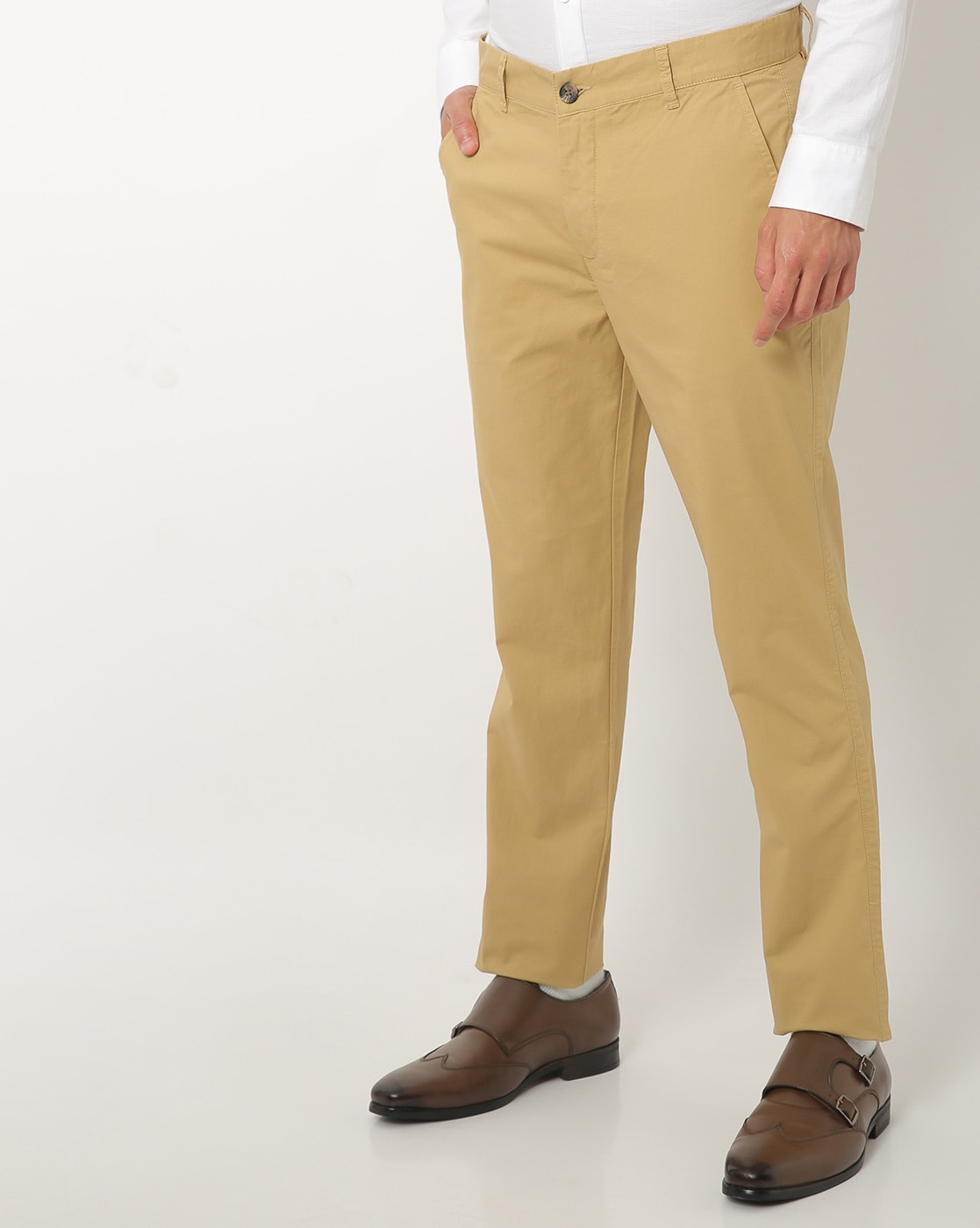 Buy UNITED COLORS OF BENETTON Khaki Mens 4 Pocket Solid Trousers  Shoppers  Stop