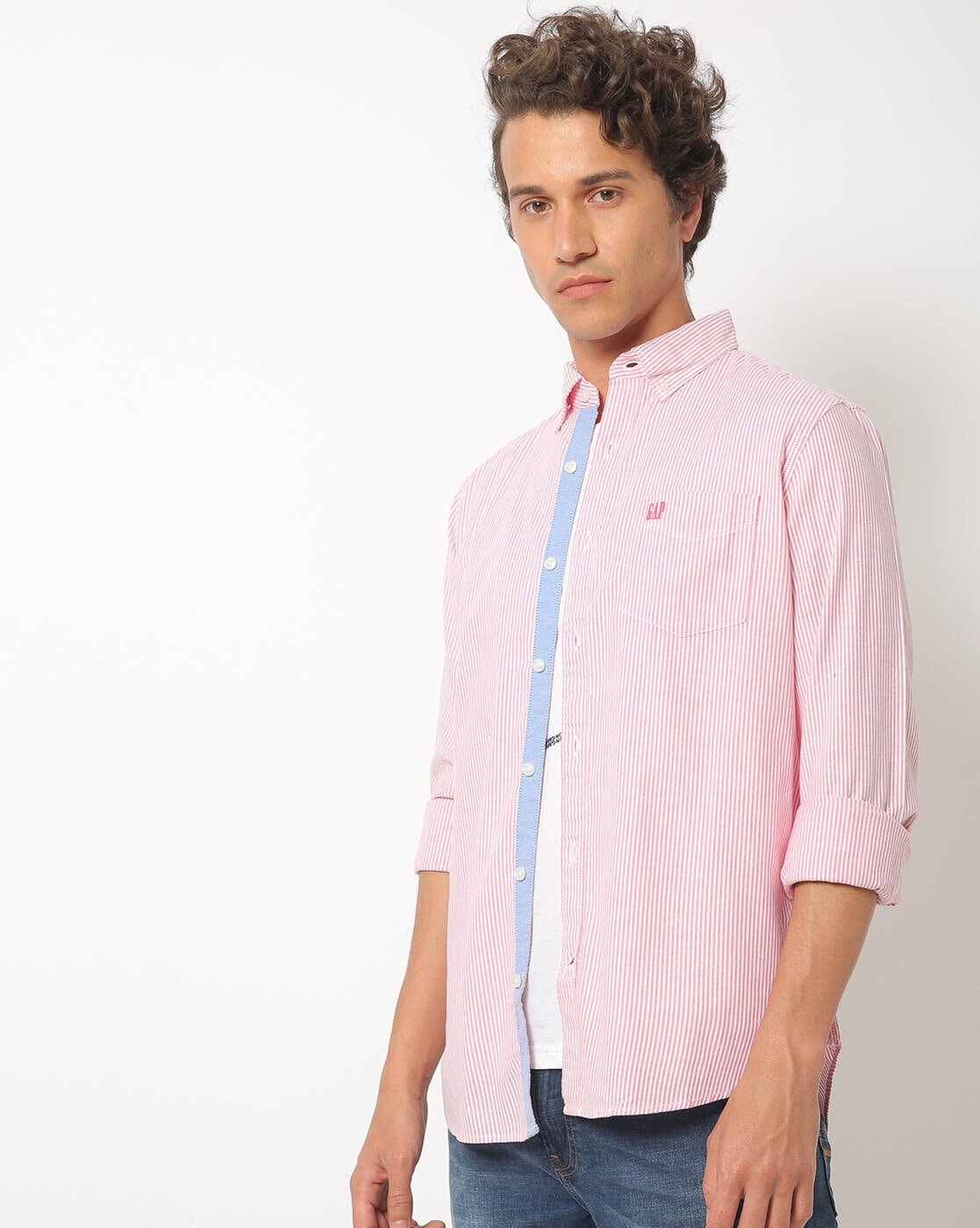 gap pink striped shirt