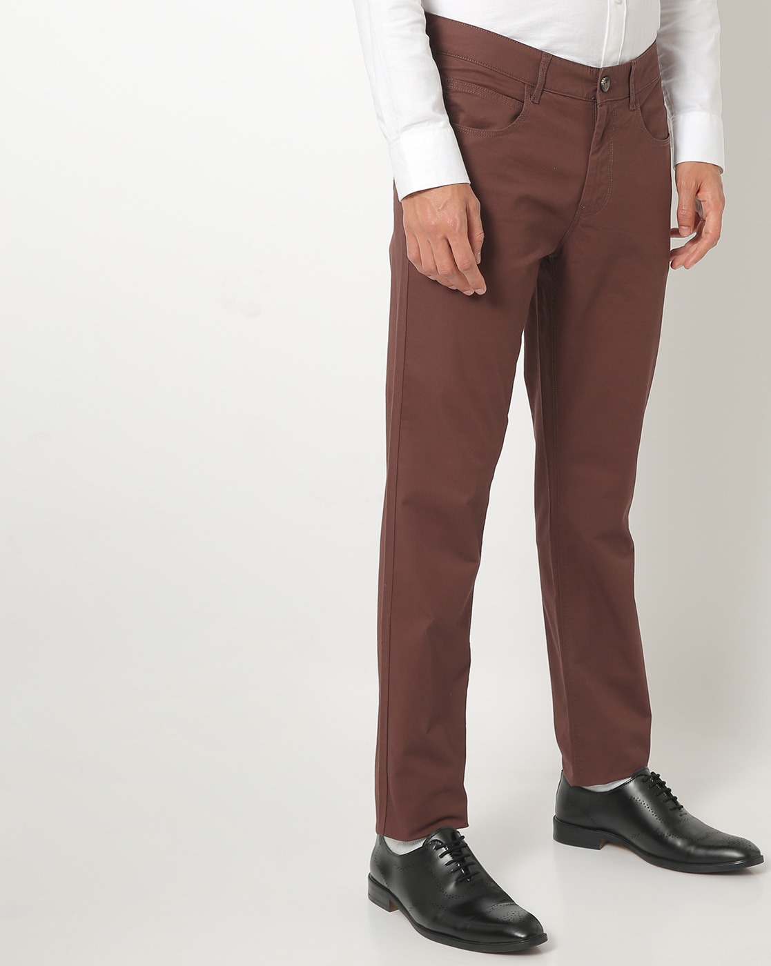 Buy Peter England Casuals Light Brown Cotton Slim Fit Trousers for Mens  Online  Tata CLiQ