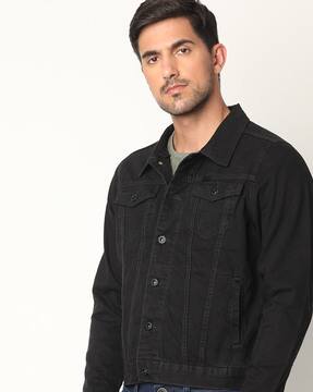black trucker jacket