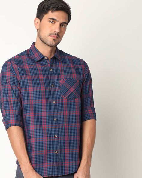 Check Shirt For Men Best Men Casual Red Checked Shirt, 56% OFF