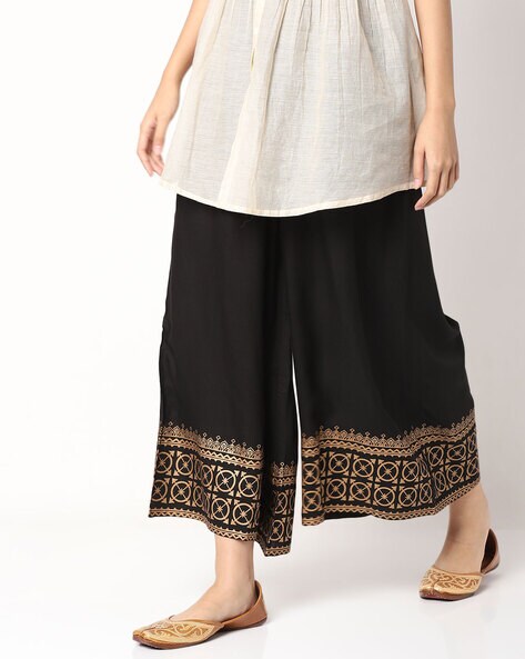 Mid-Rise Palazzos with Elasticated Waist Price in India