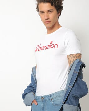 united colors of benetton Logo Print Slim Fit Crew-Neck T-shirt-picture-24