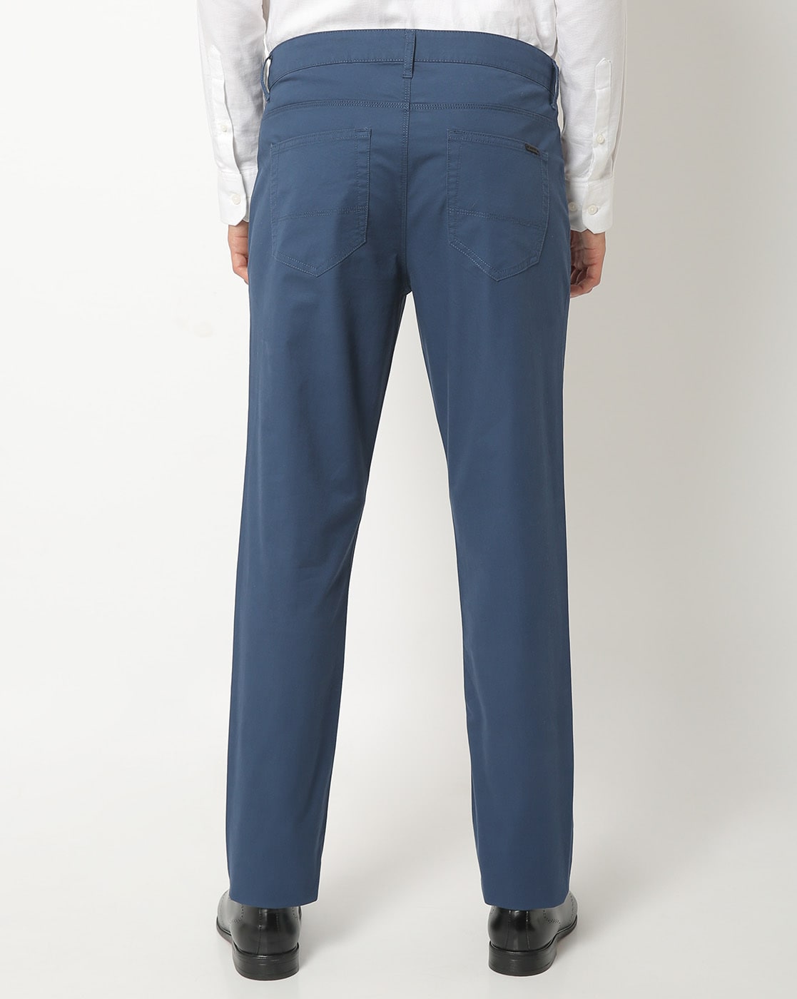 Buy UNITED COLORS OF BENETTON Blue Solid Polyester Cotton Slim Fit Mens  Trousers  Shoppers Stop