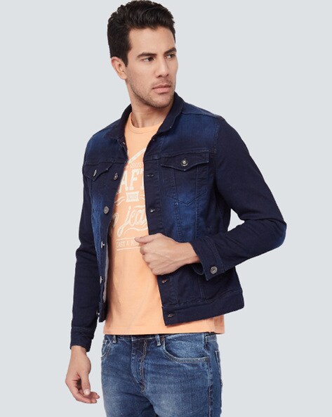 Buy Louis Philippe Men Textured Khaki Jacket Online