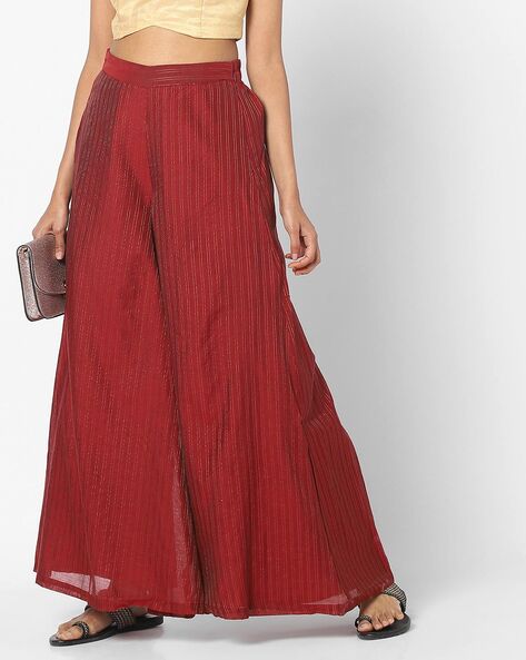 Striped Palazzos with Semi-Elasticated Waistband Price in India