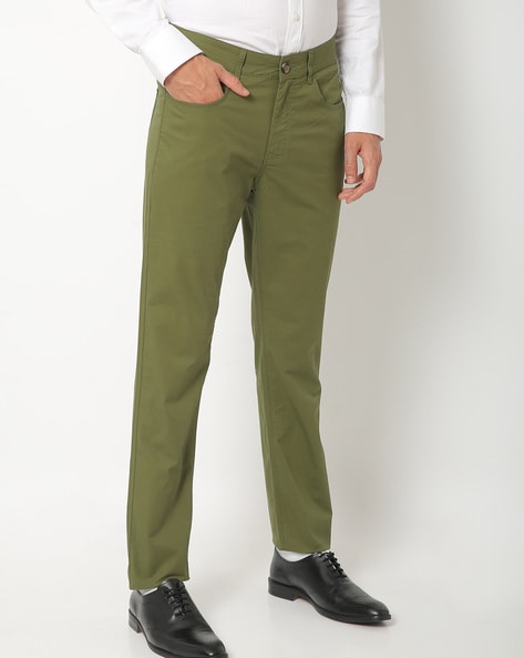 Regular Fit Casual Wear Mens Olive Green Cotton Trouser Handwash Size  3036