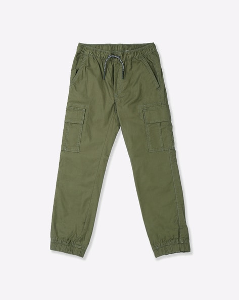 Mid-Rise Cargo Pants with Elasticated Drawstring Waist