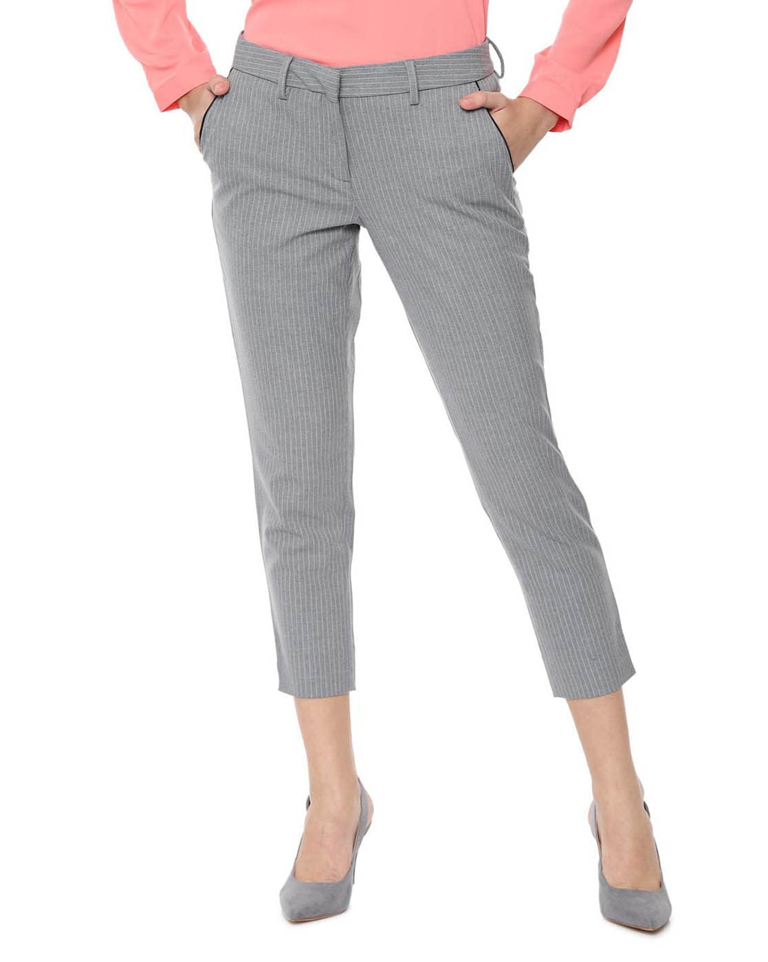 Allen Solly Trousers and Pants  Buy Allen Solly Grey Trousers Online   Nykaa Fashion