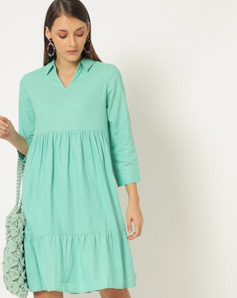 Tiered Smock Shirt Dress