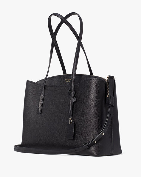 Buy KATE SPADE Margaux Refined Grain Leather Work Tote Bag | Black Color  Women | AJIO LUXE
