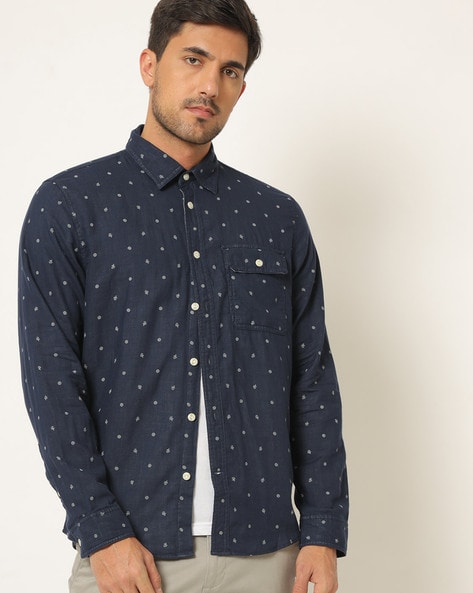 Printed Shirt with Flap Pocket