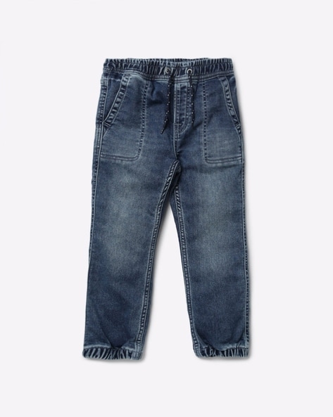 Mid-Wash Jeans with Drawstring Waist