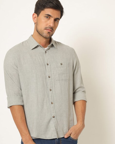 Shirt with Buttoned Patch Pocket