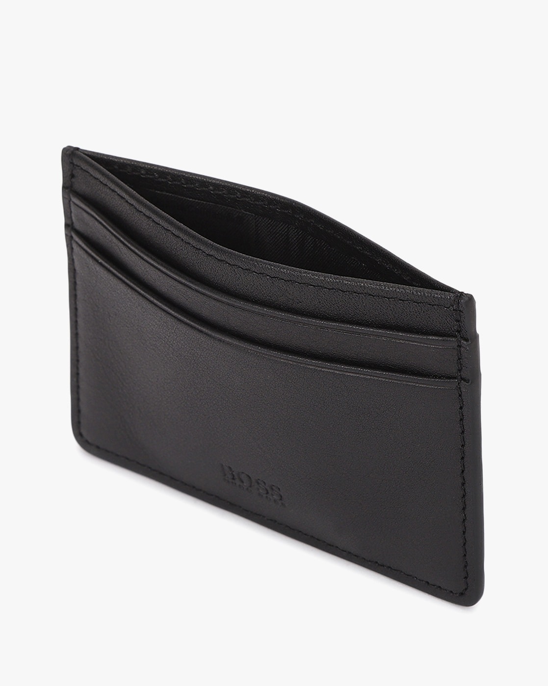 BOSS by HUGO BOSS Signature Leather Zipped Card Holder in Black for Men