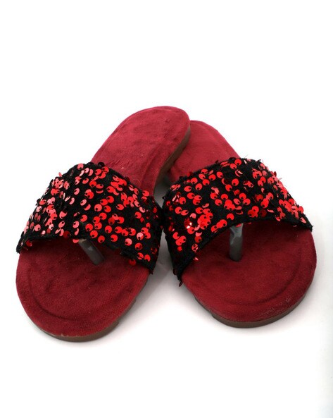 sequin flat sandals