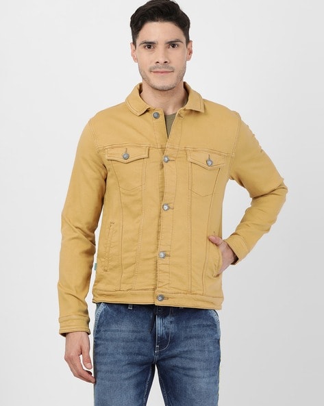 Buy Spykar Men Khaki Slim Fit Denim Jacket Online at Best Prices in India -  JioMart.