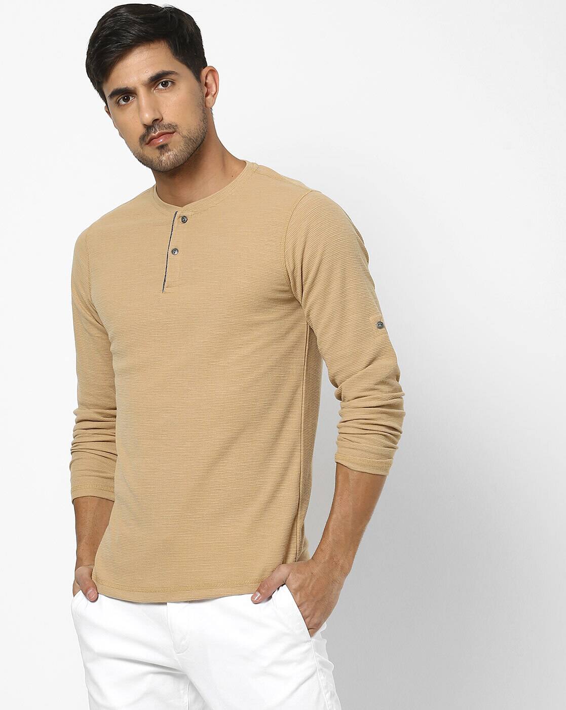 Khaki Tshirts for Men by DNMX Online 