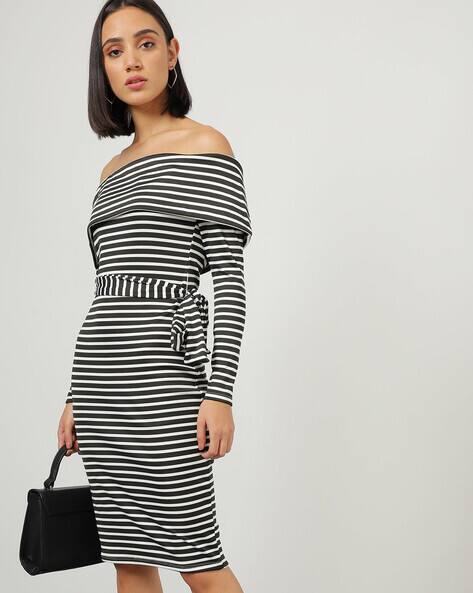 black and white fitted dress