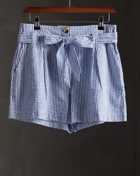 SUPERDRY Desert Pleated Paper Bag-Waist Shorts with Tie Up