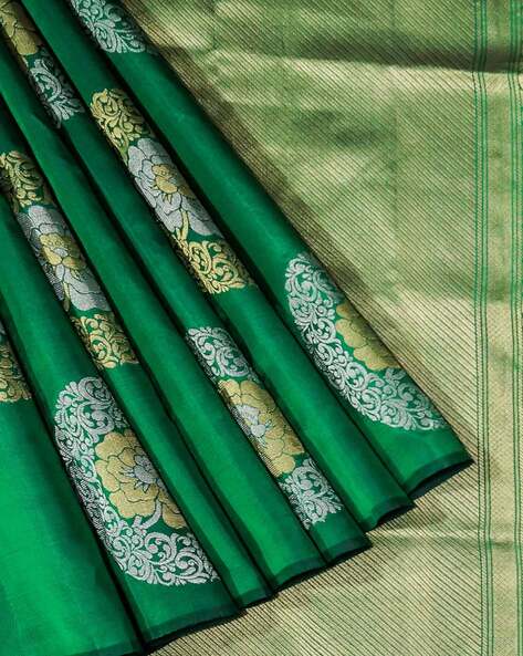Linen chap border saree with Ikkat concept weaved motifs - dvz0003652