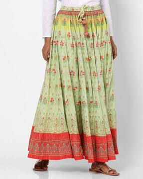 floral print maxi flared skirt