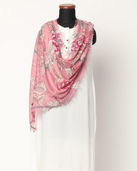 Printed Stole with Frayed Hemline Price in India